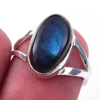 Natural Labradorite Gemstone Handmade 925 Solid Sterling Silver Ring Size 6 H4q69