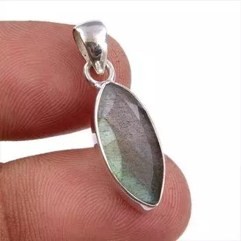 Natural Labradorite Gemstone Handmade 925 Solid Sterling Silver Pendant 1 M3a25
