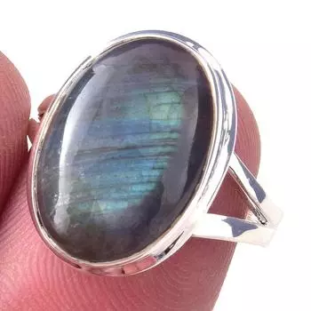 Natural Labradorite Gemstone Handmade 925 Solid Sterling Silver Ring Size 8 h1t52