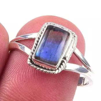 Natural Labradorite Gemstone Handmade 925 Solid Sterling Silver Ring S.7.5 z1o13