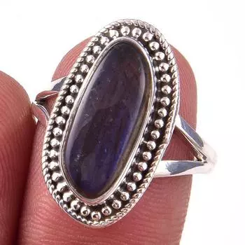 Natural Labradorite Gemstone Handmade 925 Solid Sterling Silver Ring Size 8 a4G86