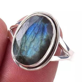 Natural Labradorite Gemstone Handmade 925 Solid Sterling Silver Ring S.10 l0n26