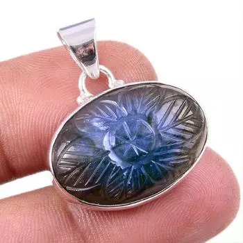 Natural Labradorite Gemstone Handmade 925 Solid Sterling Silver Pendant 1 m2R90