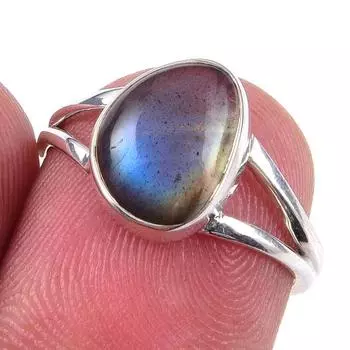 Natural Labradorite Gemstone Handmade 925 Solid Sterling Silver Ring Size 6 Z9G23