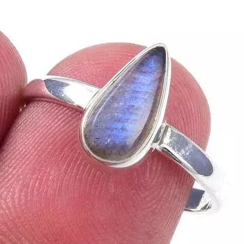 Natural Labradorite Gemstone Handmade 925 Solid Sterling Silver Ring Size 8 z5l28