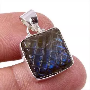 Natural Labradorite Gemstone Handmade 925 Solid Sterling Silver Pendant 1 j1p46