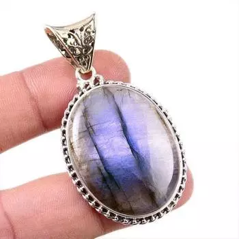 Natural Labradorite Gemstone Handmade 925 Solid Sterling Silver Pendant 2 n6O47