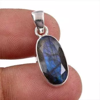 Natural Labradorite Gemstone Handmade 925 Solid Sterling Silver Pendant 1 d6Q38