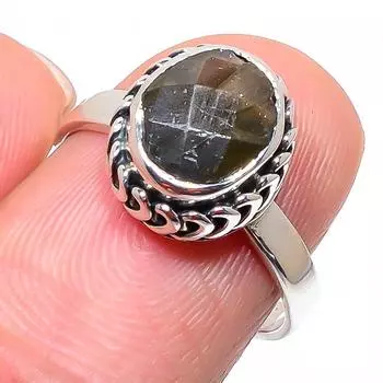 Natural Labradorite Gemstone Handmade 925 Solid Sterling Silver Ring Size 8 l1W22