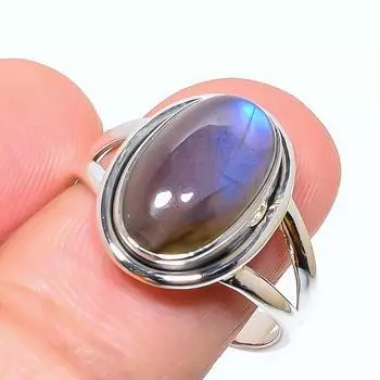 Natural Labradorite Gemstone Handmade 925 Solid Sterling Silver Ring S.9.5 w9y52