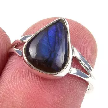 Natural Labradorite Gemstone Handmade 925 Solid Sterling Silver Ring Size 6 O4y11
