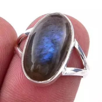 Natural Labradorite Gemstone Handmade 925 Solid Sterling Silver Ring Size 6 r5E09