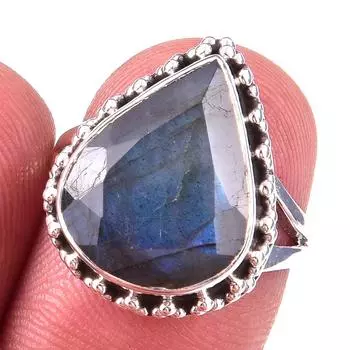 Natural Labradorite Gemstone Handmade 925 Solid Sterling Silver Ring Size 6 r5L91