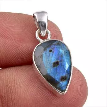 Natural Labradorite Gemstone Handmade 925 Solid Sterling Silver Pendant 1 U4p20