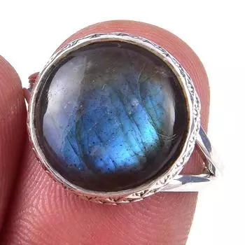 Natural Labradorite Gemstone Handmade 925 Solid Sterling Silver Ring Size 8 y5o32