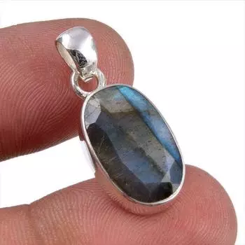 Natural Labradorite Gemstone Handmade 925 Solid Sterling Silver Pendant 1 Z8D22