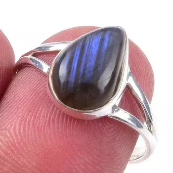 Natural Labradorite Gemstone Handmade 925 Solid Sterling Silver Ring Size 8 v9G07