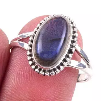 Natural Labradorite Gemstone Handmade 925 Solid Sterling Silver Ring Size 9 D8Y90