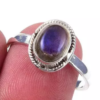 Natural Labradorite Gemstone Handmade 925 Solid Sterling Silver Ring Size 8 g6A38