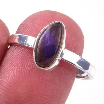 Natural Labradorite Gemstone Handmade 925 Solid Sterling Silver Ring S.8.5 u0n99