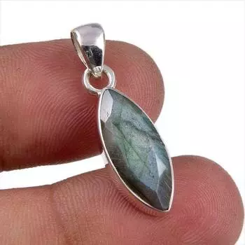 Natural Labradorite Gemstone Handmade 925 Solid Sterling Silver Pendant 1 f6N02