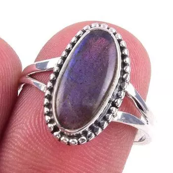 Natural Labradorite Gemstone Handmade 925 Solid Sterling Silver Ring Size 8 S9c80