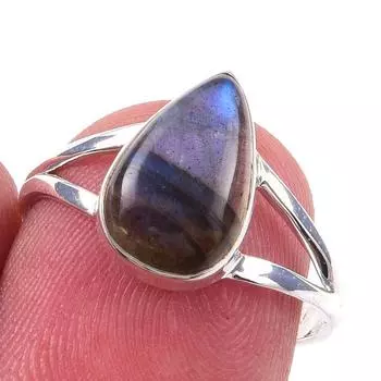 Natural Labradorite Gemstone Handmade 925 Solid Sterling Silver Ring Size 7 m1j67