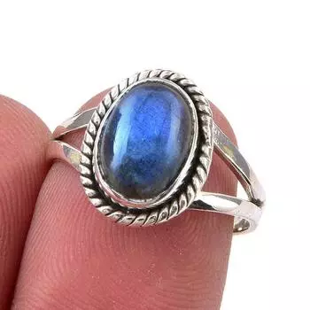 Natural Labradorite Gemstone Handmade 925 Sterling Silver Jewelry Ring S.7 f4j32