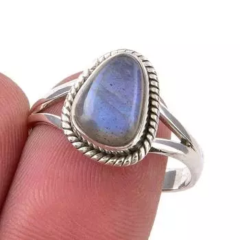 Natural Labradorite Gemstone Handmade 925 Sterling Silver Gift Ring S.8.5 D1d66
