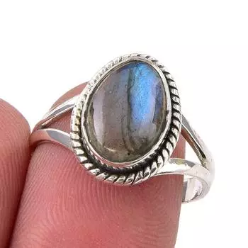 Natural Labradorite Gemstone Handmade 925 Sterling Silver Gift Ring S.7.5 E1W00