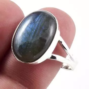 Natural Labradorite Gemstone Handmade 925 Sterling Silver Jewelry Ring S.10 W4V59