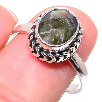 Natural Labradorite Gemstone Handmade 925 Sterling Silver Jewelry Ring S.10 n9D41