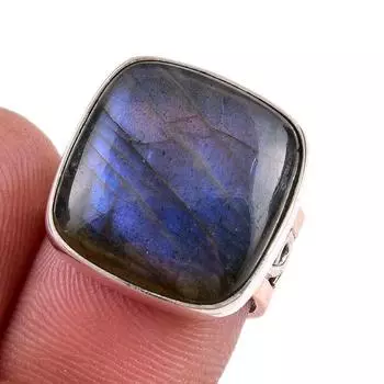 Natural Labradorite Gemstone Handmade 925 Sterling Silver Two Tone Ring S.6 l1Z10
