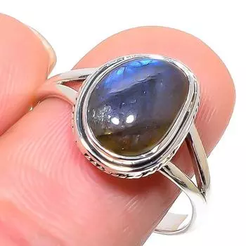 Natural Labradorite Gemstone Handmade 925 Sterling Silver Jewelry Ring S.10 q6V53