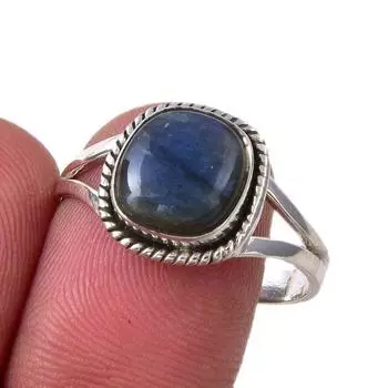 Natural Labradorite Gemstone Handmade 925 Sterling Silver Jewelry Ring S.10 S2D50