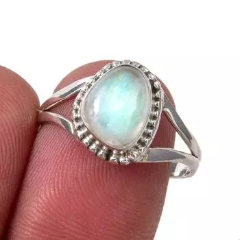Natural Labradorite Gemstone Handmade 925 Sterling Silver Jewelry Ring S.8 i1M02