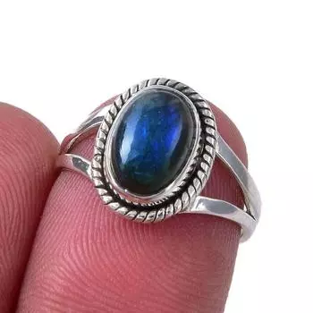 Natural Labradorite Gemstone Handmade 925 Sterling Silver Jewelry Ring S.6 m0s69