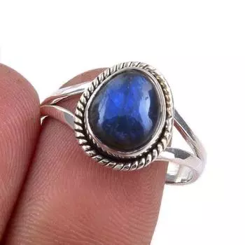 Natural Labradorite Gemstone Handmade 925 Sterling Silver Jewelry Ring S.9 d8z80