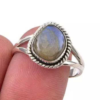 Natural Labradorite Gemstone Handmade 925 Sterling Silver Jewelry Ring S.9 e8h08