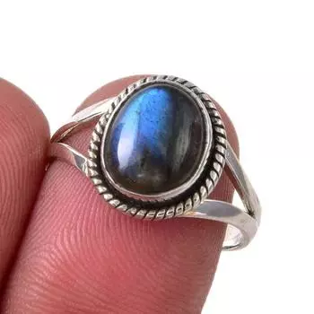 Natural Labradorite Gemstone Handmade 925 Sterling Silver Jewelry Ring S.8 i4z95
