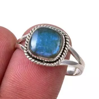 Natural Labradorite Gemstone Handmade 925 Sterling Silver Jewelry Ring S.10 T4R90