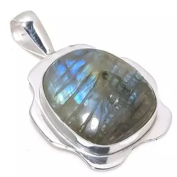 Natural Labradorite Gemstone Handmade 925 Sterling Silver Pendant 2.05 J9G80