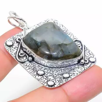 Natural Labradorite Gemstone Handmade 925 Sterling Silver Pendant 2.05 i6B92