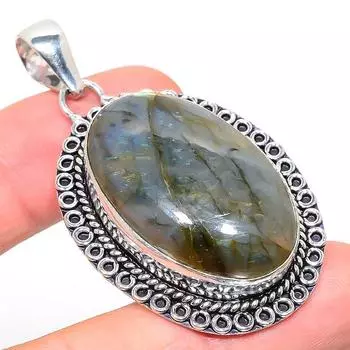 Natural Labradorite Gemstone Handmade 925 Sterling Silver Pendant 2.29 d7k68