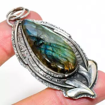 Natural Labradorite Gemstone Handmade 925 Sterling Silver Pendant 2.92 r3k70