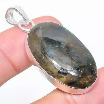 Natural Labradorite Gemstone Handmade 925 Sterling Silver Pendant 1.93 l3D49