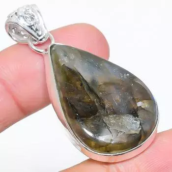 Natural Labradorite Gemstone Handmade 925 Sterling Silver Pendant 1.97 E3H34