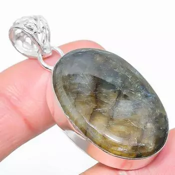 Natural Labradorite Gemstone Handmade 925 Sterling Silver Pendant 1.89 O7a41