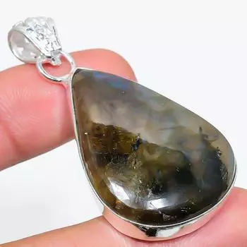 Natural Labradorite Gemstone Handmade 925 Sterling Silver Pendant 2.13 B2u21