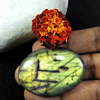 Natural Labradorite Golden Flash Oval Cabochon Loose Gemstone 32X45X08 MM PP-1524